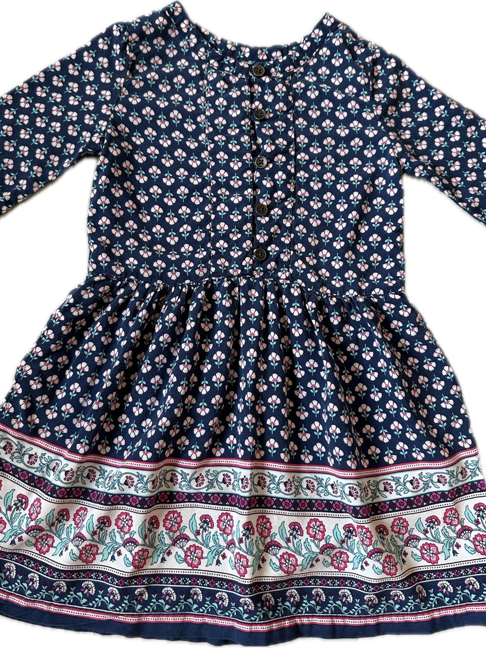 Carter's Boho Chic Navy & Pink Floral Print  Flowy  Dress-